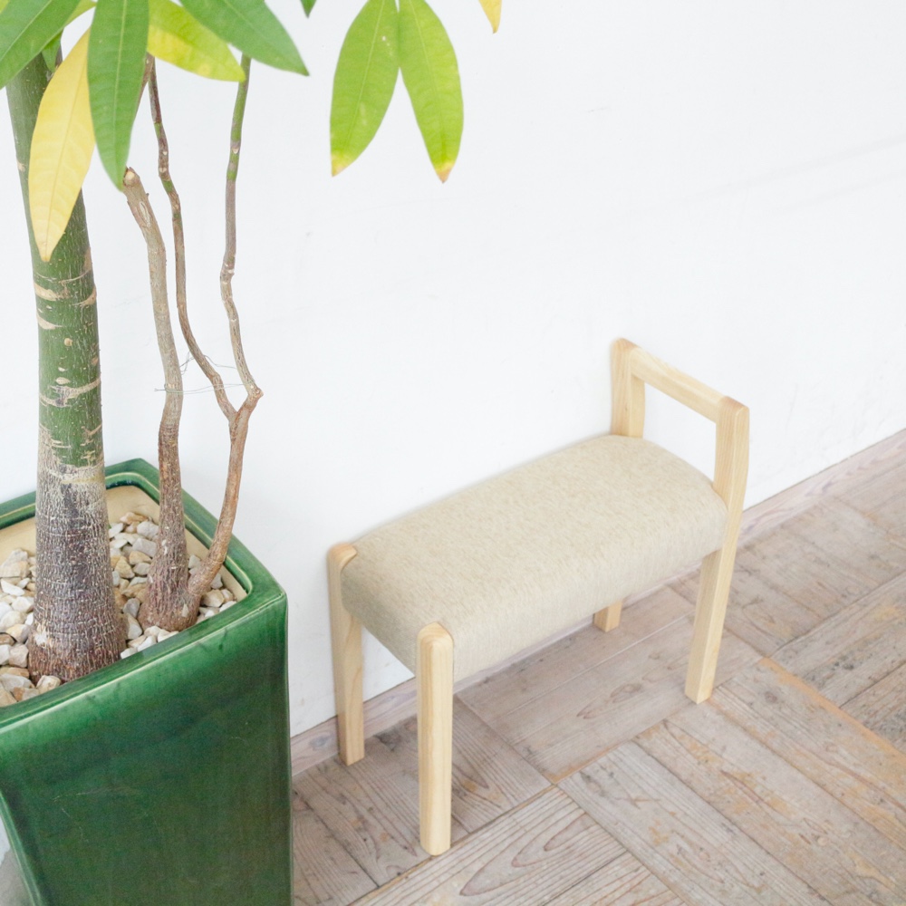 玄関スツール サイドアーム W540 (NA×定番キャメル）