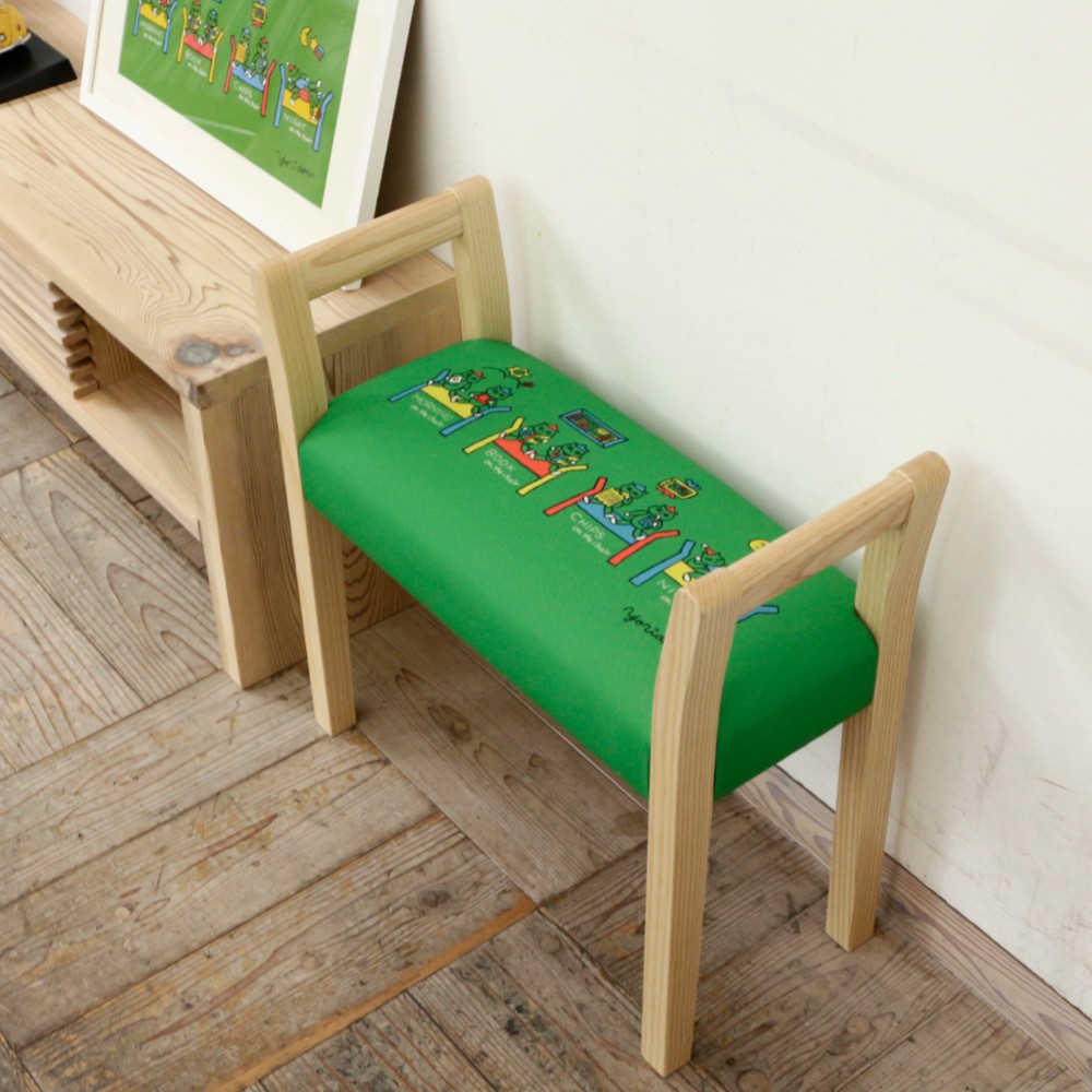 玄関スツール ダブルアーム（NA×Life on the chair：green）with【YORIDONO】