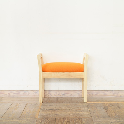 玄関スツール ダブルアーム 収納付 ( NA × オレンジ JU-＃5 ) 椅子