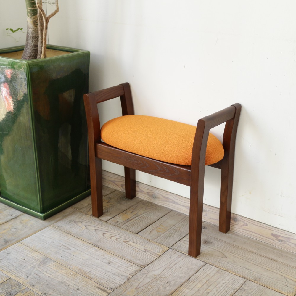 玄関スツール ダブルアーム 収納付 ( BR × オレンジ JU-＃5 )