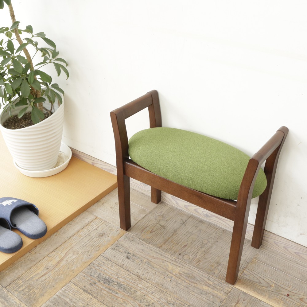 玄関スツール ダブルアーム 収納付 ( BR × グリーン JU-＃11 )