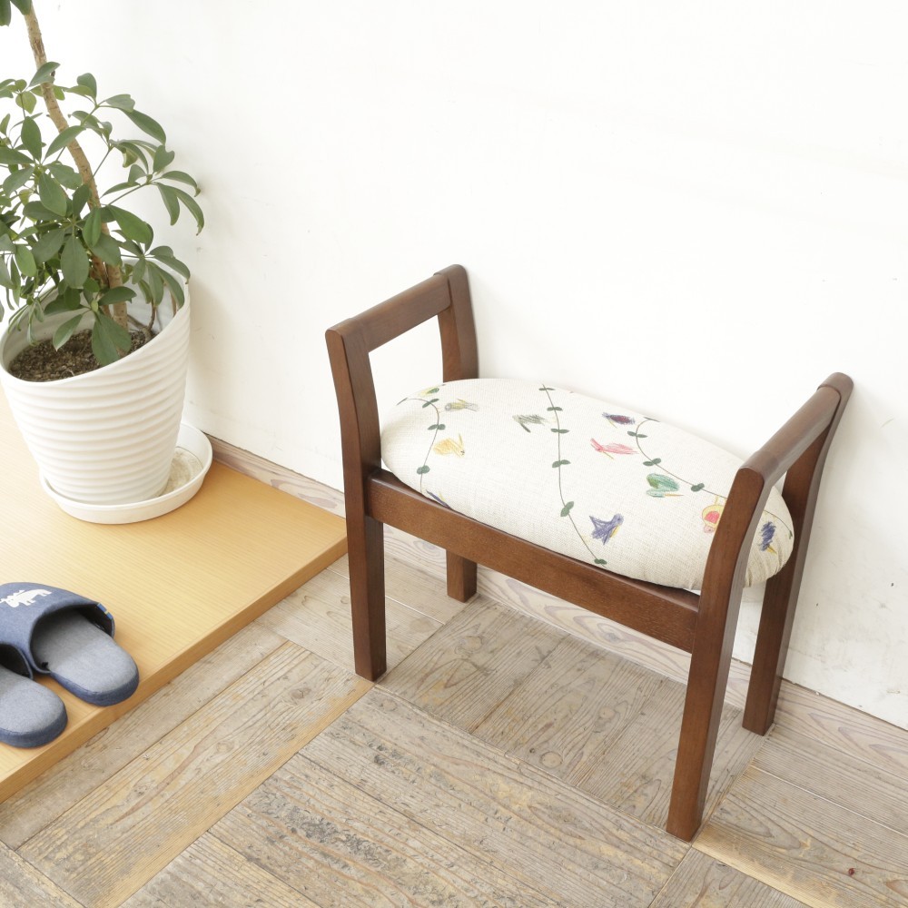 玄関スツール ダブルアーム 収納付 ( BR × いろトリどりの行進 ) 38,500円