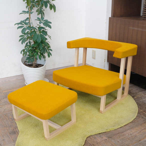 【ペット用生地使用】コ助ソファ＆オットマン ( NA × イエロー NW-UP5602 ) 