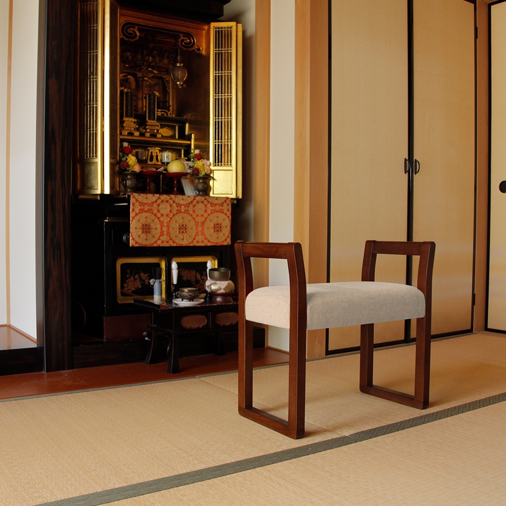 仏間座椅子（ブラウン×キャメル）