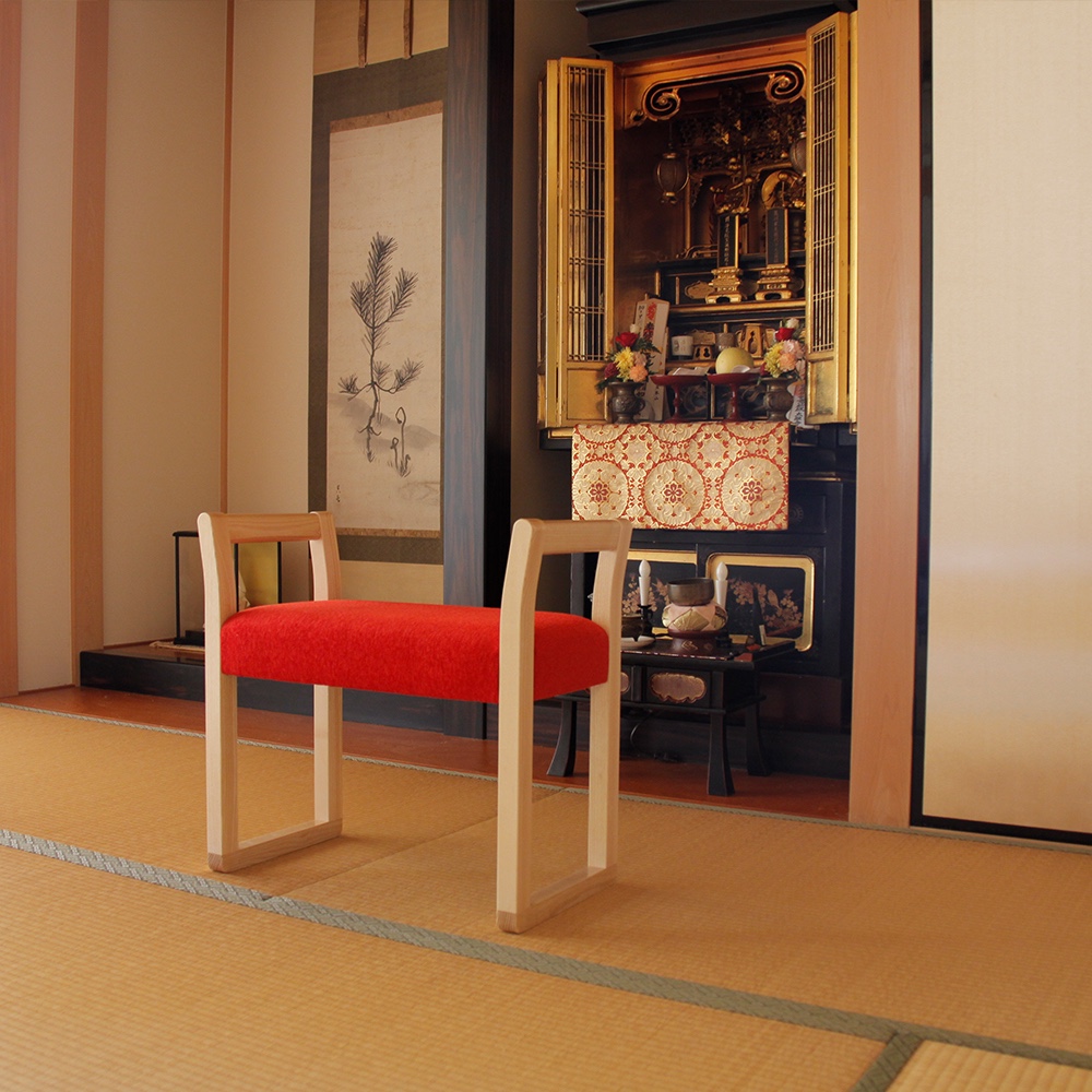 仏間座椅子（ナチュラル×レッド）
