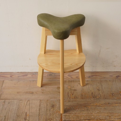 玄関スツール ハイタイプ (NA×オリーブ)