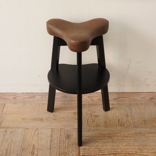 玄関スツール ハイタイプ (ブラック×ブラウン)