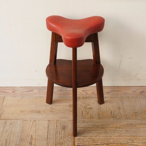 玄関スツール ハイタイプ (ブラウン×レッド)