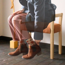 玄関換鞋椅W-arm（自然×柿子） 第3張的照片
