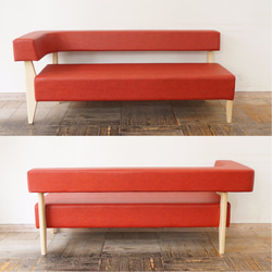 2.5s Border sofa-L（右）（ NA × 合成皮革レッド Ba-08 ） 3枚目の画像