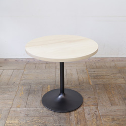 ホワイトアッシュ丸テーブル（スチール一本脚）Φ700×H640 2枚目の画像