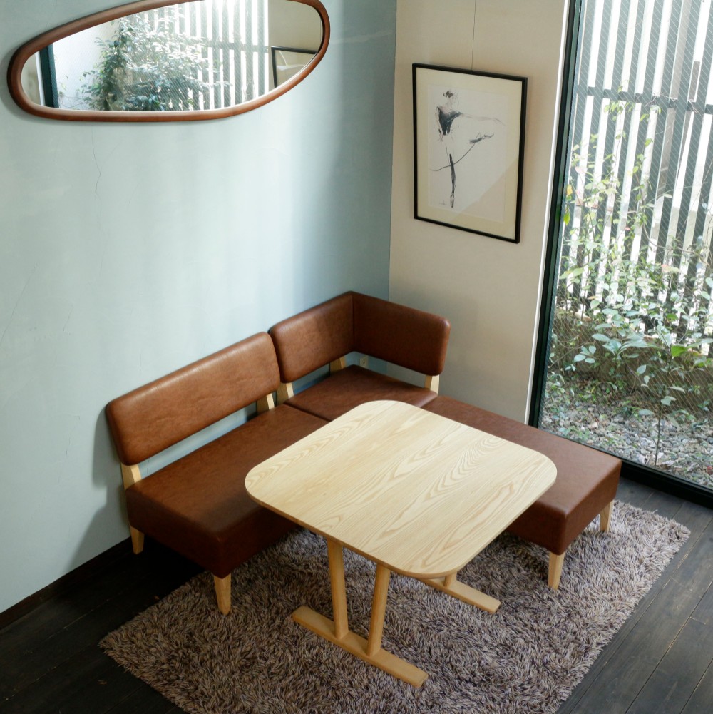 【Creema限定】リビングダイニング兼用 Standard-A 4点セット（ナチュラル×合成皮革：ライトブラウン） 198,000円