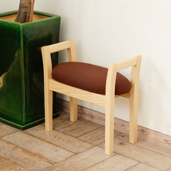 玄関スツール ダブルアーム 収納付 ( NA × ブラウン JU-#8 ) 