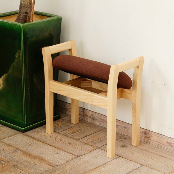 玄関スツール ダブルアーム 収納付 ( NA × ブラウン JU-#8 ) 