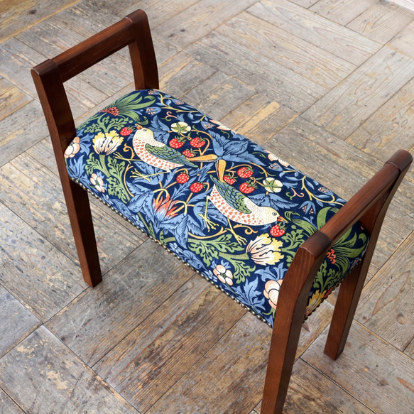 玄関スツール W-arm（BR ×いちご泥棒）※高さオーダー 椅子・凳子