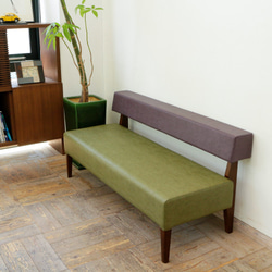 2.5s Border sofa（ BR × 合成皮革パープル Ba-09 ＆ オリーブ Ba-05 ） 1枚目の画像