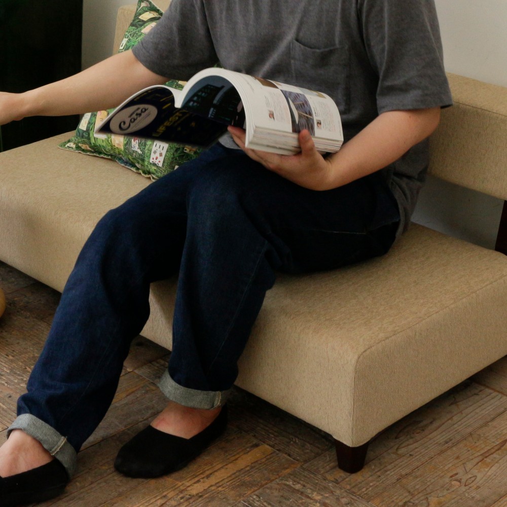 2s Border sofa（BR×キャメル ANシリーズ）※高さオーダー（ローソファ）