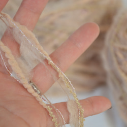 キッドモヘアとイタリア糸の引き揃え糸　ピンクベージュ　nijiyarn 5枚目の画像