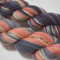 手染め糸　ウール並太　salmon　gray　nijiyarn 1枚目の画像