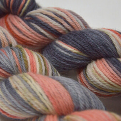 手染め糸　ウール並太　salmon　gray　nijiyarn 2枚目の画像