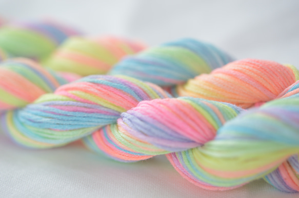 手染め糸 キラキラコットン パステルネオン nijiyarn 毛糸 nijiyarn