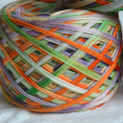 手染め糸　メリノウール　 紫橙緑　nijiyarn 3枚目の画像