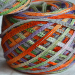 手染め糸　メリノウール　 紫橙緑　nijiyarn 4枚目の画像