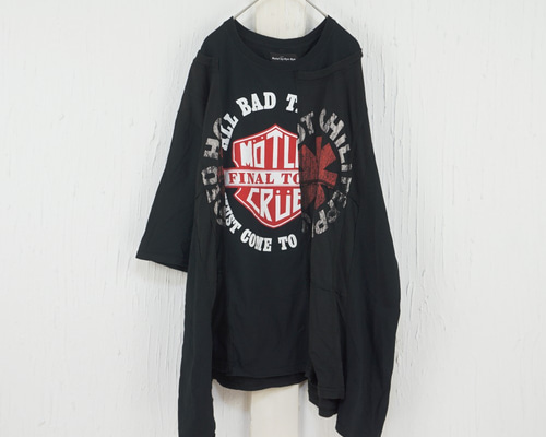 【早い者勝ち】リメイク ドッキング ロングTシャツ TN21AW221 NININBAORI type:3 color:BK リメイク バンド バンドT