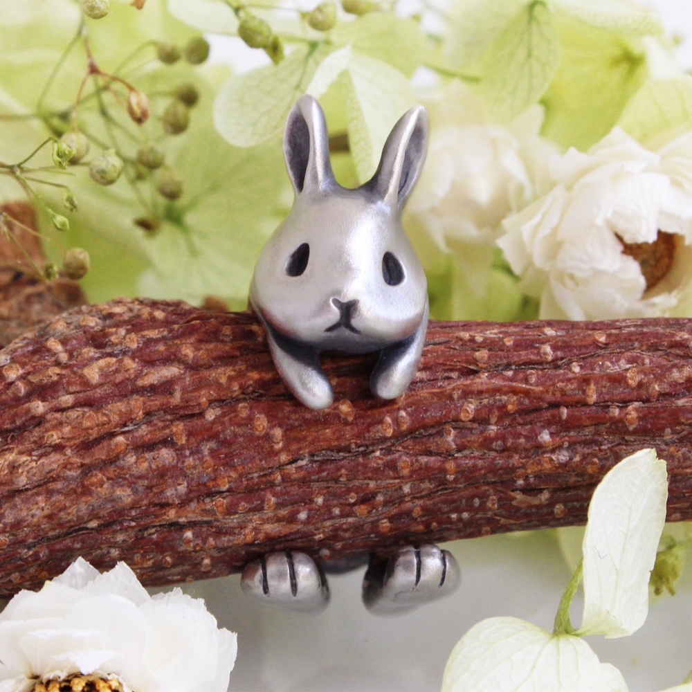 ウサギののピンキーリング(グレー)(受注生産)