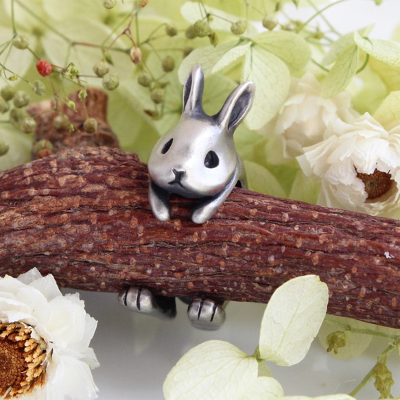ウサギののピンキーリング(グレー)(受注生産) 3枚目の画像