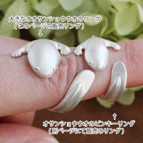 大きなオオサンショウウオのリング(白)(受注生産) 指輪・リング pecca