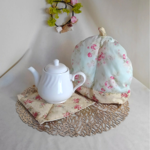 フラワーティーポットカバー&ティーマット ポットカバー・ティー