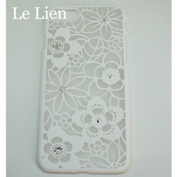 iPhone専用　花柄デコケース白 5枚目の画像