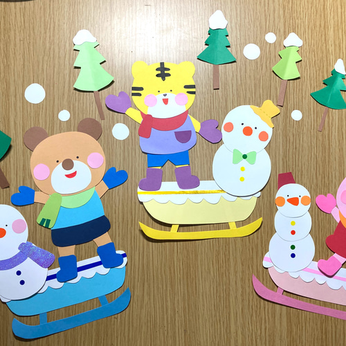 冬 雪遊び】壁面飾り 保育園 幼稚園 施設 クラフト 制作 雑貨