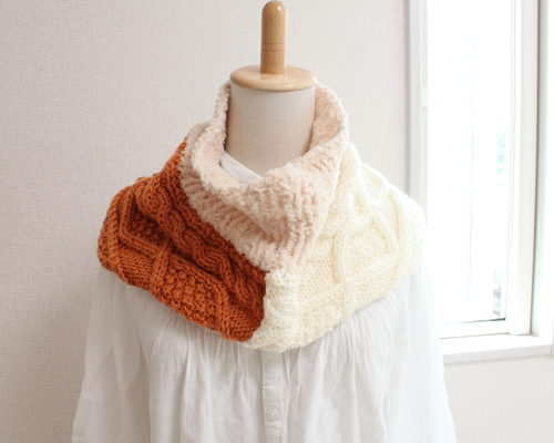 ハンドメイド♪優しいパステルミンクのスヌード 絶品ミンク フルスキン