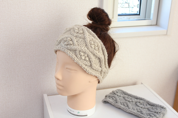 アラン模様のヘアバンド made by tomtom ヘアバンド・ターバン mint