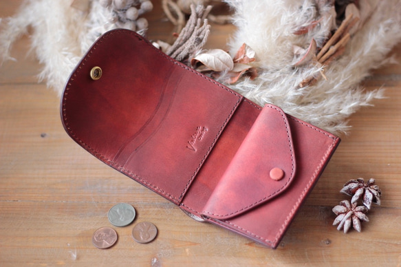 新顏色 B. 緊湊型錢包 手染紅棕色 *定制產品 第2張的照片