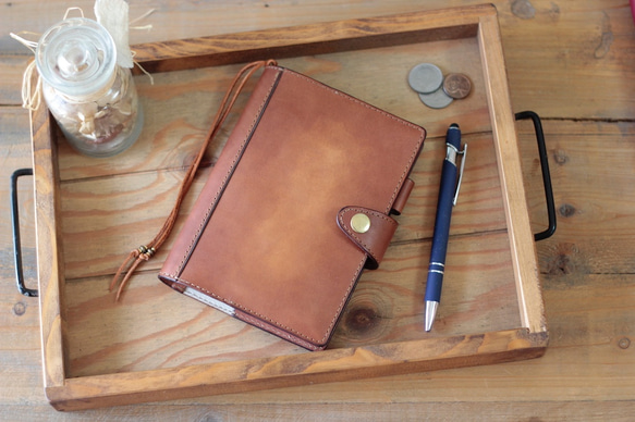 【サイズオーダー可能】ほぼ日手帳カバー/手染めキャメルブラウン　受注製作品 5枚目の画像