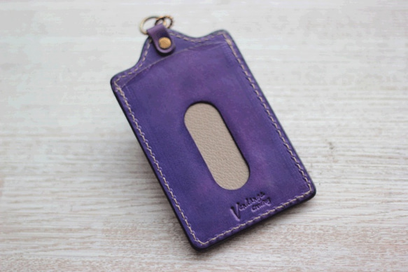 Simple Pass Case 比利時鞣製皮革/手染紫色 第2張的照片