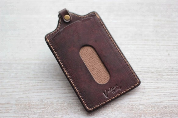 Simple Pass Case 比利時鞣製皮革/手染深棕色 第2張的照片