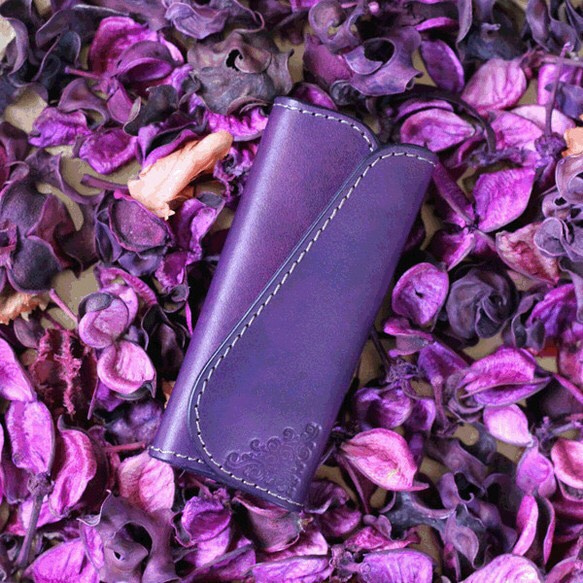 MARNIバイカラーキーケース　紫×グレー マルニMARNIレザー バイカラーキーケース 紫×グレー マルニ レザー