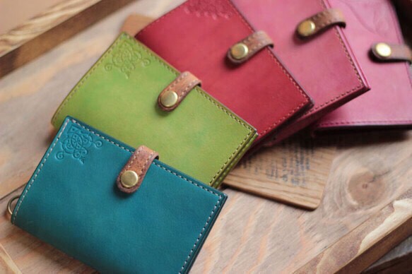 受注制作　パスケースダブル　手染めベルギーヌメ革