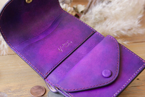 定制產品 B. 手染紫色的緊湊型錢包 第3張的照片