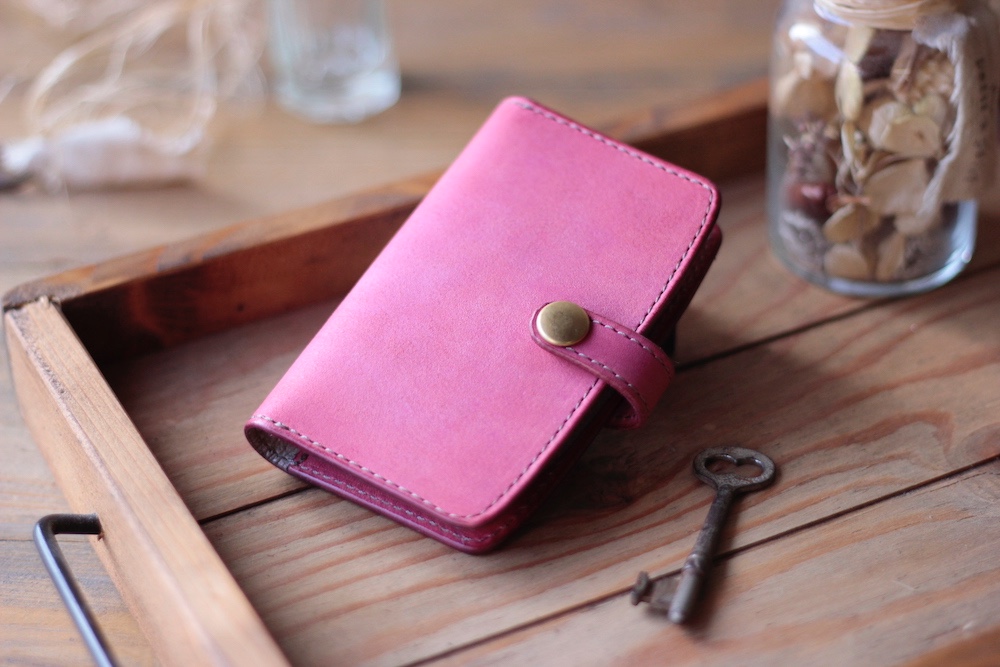 新作　スマートキー対応手染めキー&カードケース／手染めサクラ