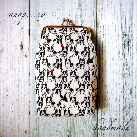 ミニミニ フレンチブル ボストンテリア モノトーン がま口 煙草 iQOS ケース ポーチ 小物入れ