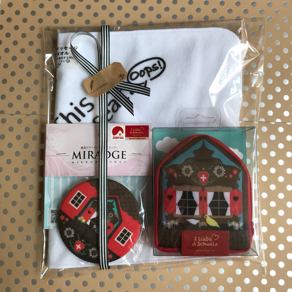 【セットでお得】タオル&スイスのおうち柄ミラッジ&エコバッグ 便利グッズセット！ラッピングあり☆ 1枚目の画像