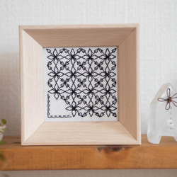 《早割》ブラックワーク刺繍のミニフレーム　【Rhombus 菱形】 5枚目の画像