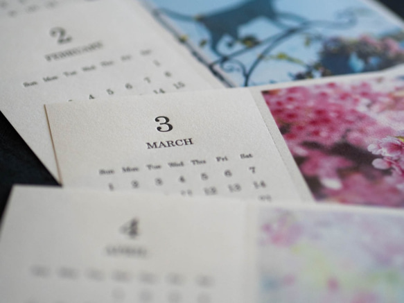 活版印刷カレンダー2020＊Mariko Hirai＊Photo＆Pastel&刺繍 5枚目の画像