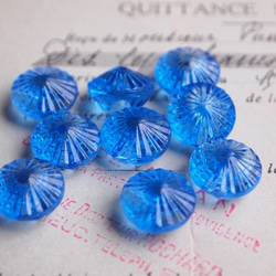【売り切れ】フランス とんがりガラスボタン 青 ２個セット 2枚目の画像