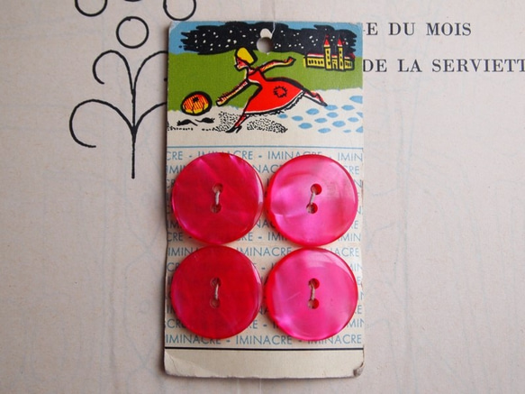 フランス Iminacre ボタン ピンク 1枚目の画像